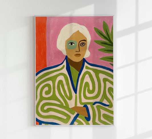 Girl & Exotic Jacket Art Print
