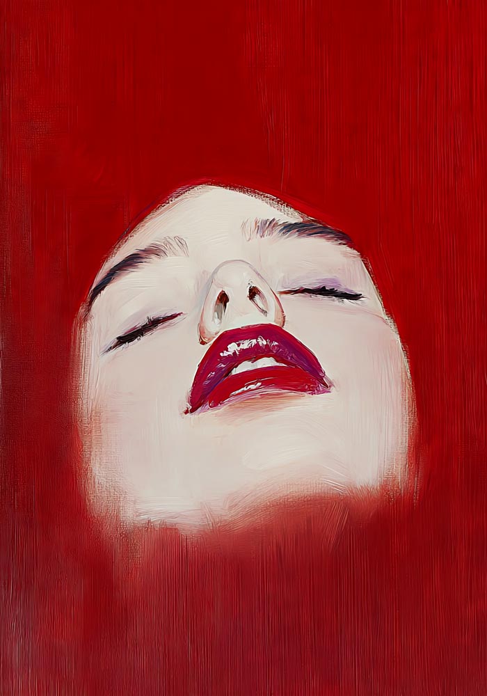 Red Lips Woman Art Print
