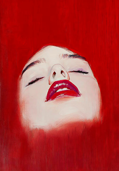 Red Lips Woman Art Print