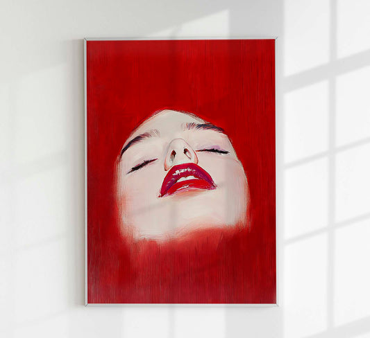 Red Lips Woman Art Print
