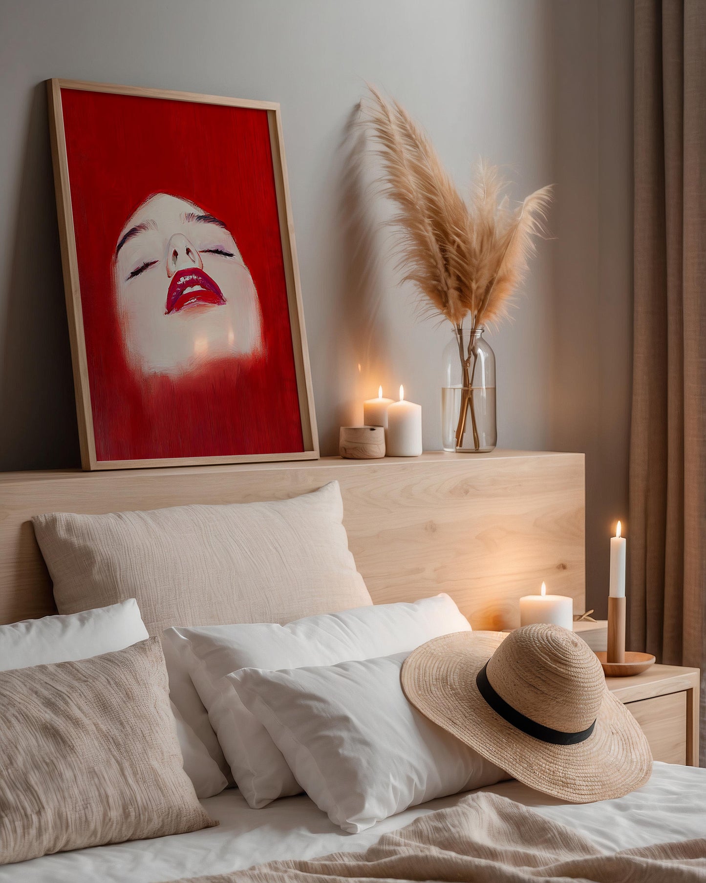 Red Lips Woman Art Print