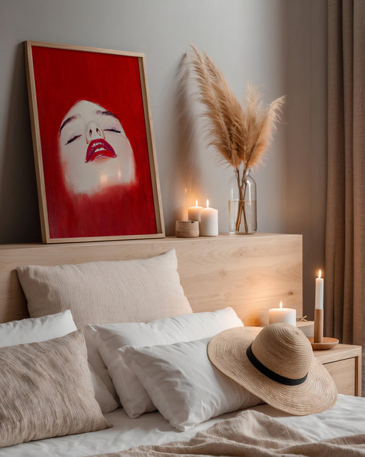 Red Lips Woman Art Print