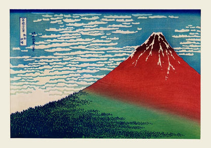 Mount Fuji Red by Katsushika Hokusai Poster