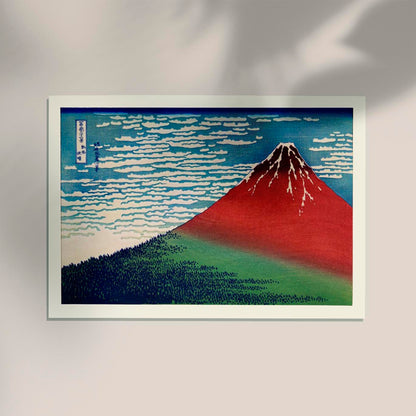 Mount Fuji Red by Katsushika Hokusai Poster