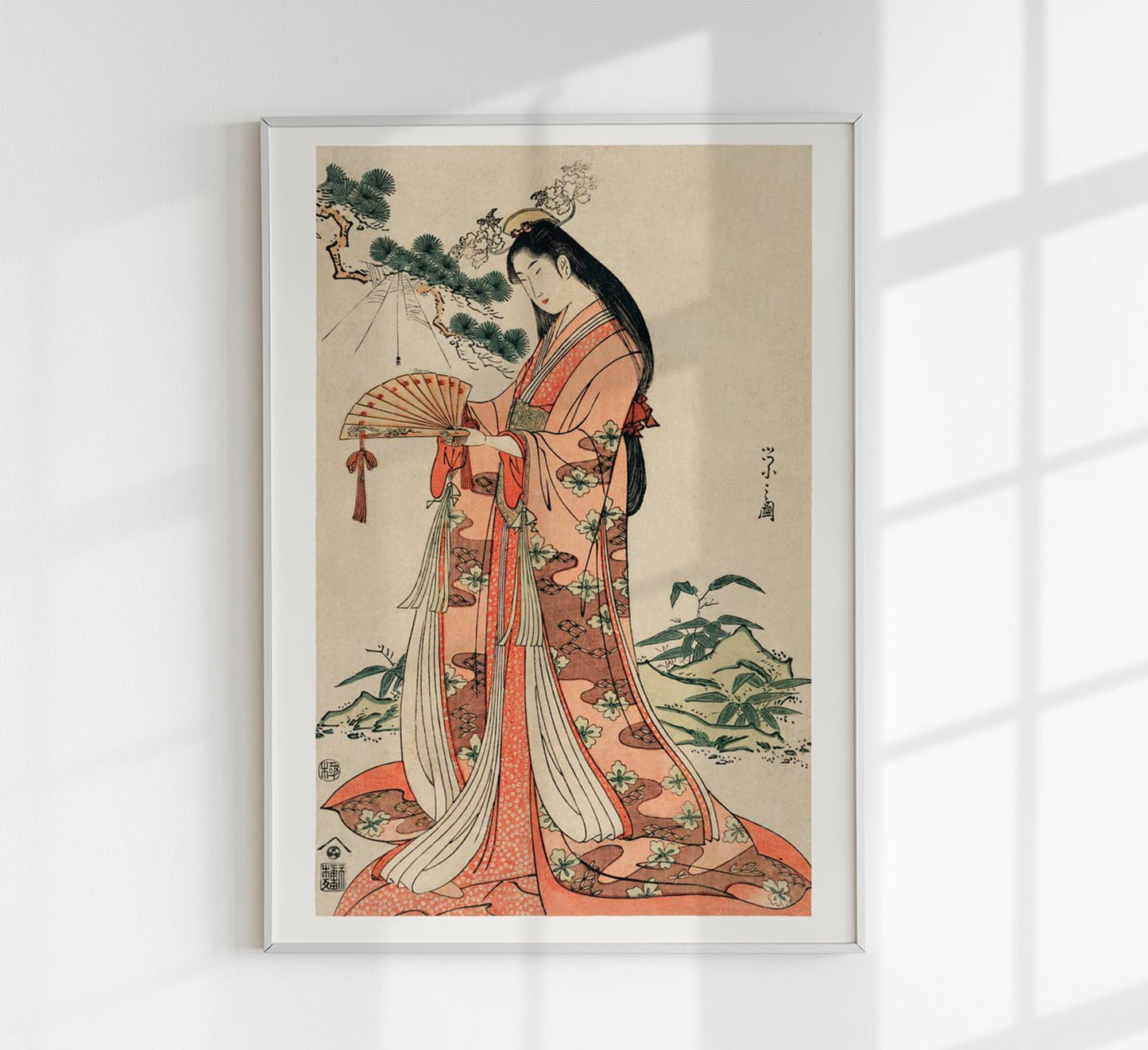 Geisha with long hair by Eishi Hosoda Poster