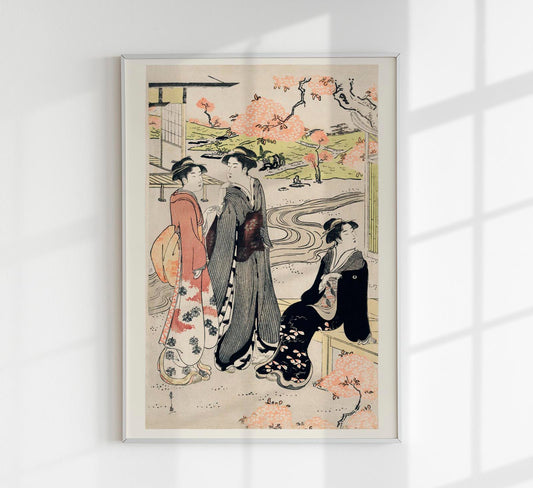 Three Geishas in Kimonos by Eishi Hosoda