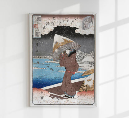 Lonely Geisha in the snow Poster