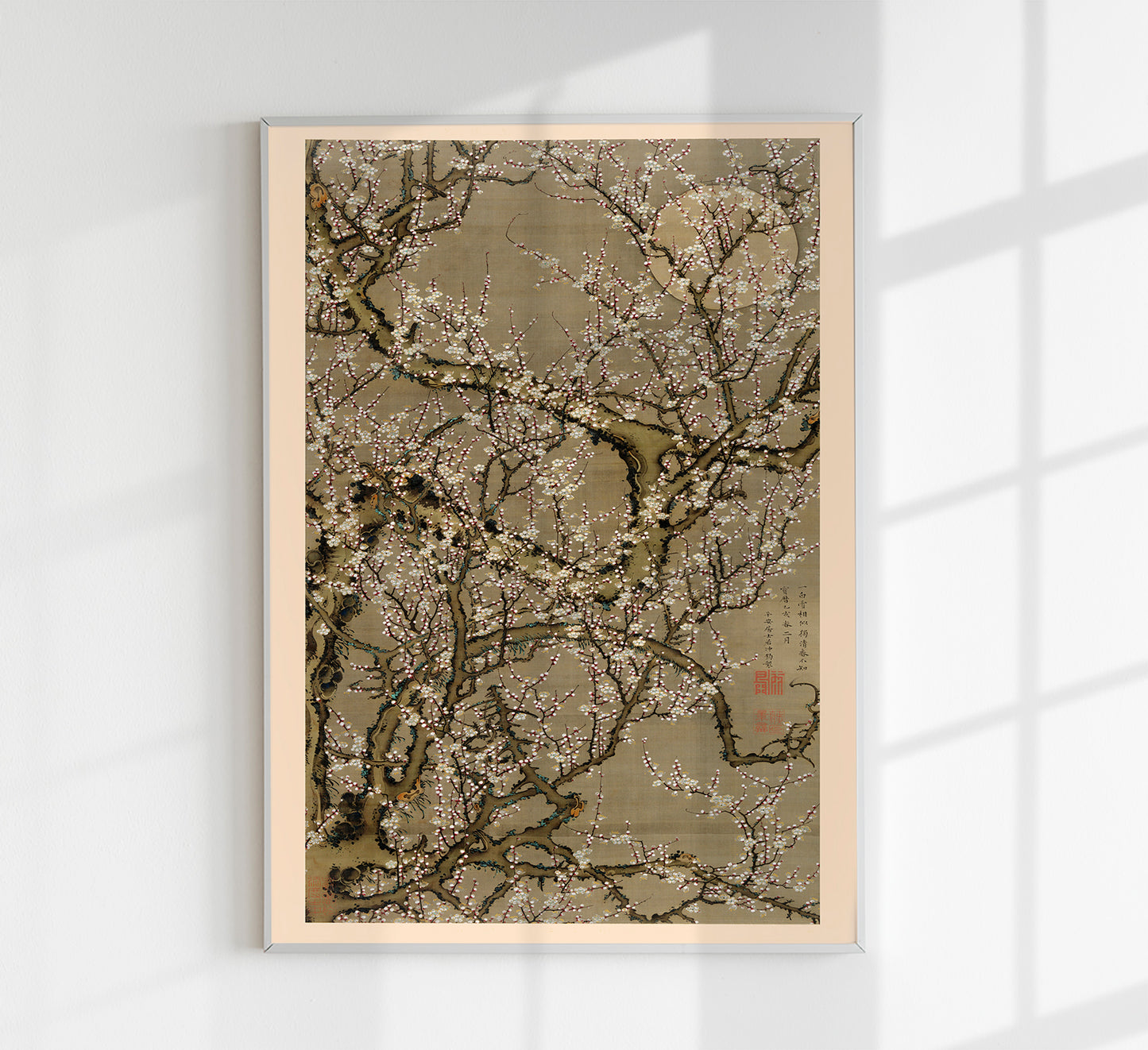 White Plum Blossoms and the Moon by Ito Jakuchu Japanese Poster