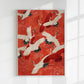 Red Cranes in Kimono Poster