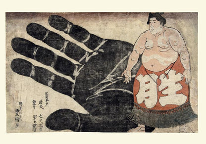 Sumo Westrles and his hand by Utagawa Hiroshige