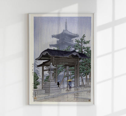 The Zensetsu Temple in Sanshu by Hasui Poster