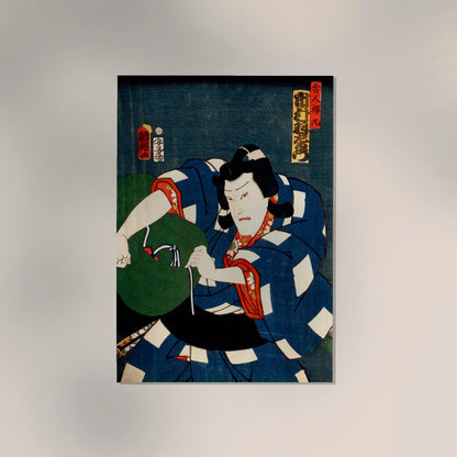 Japanese Actor with Blue Kimono by Toyohara Kunichika