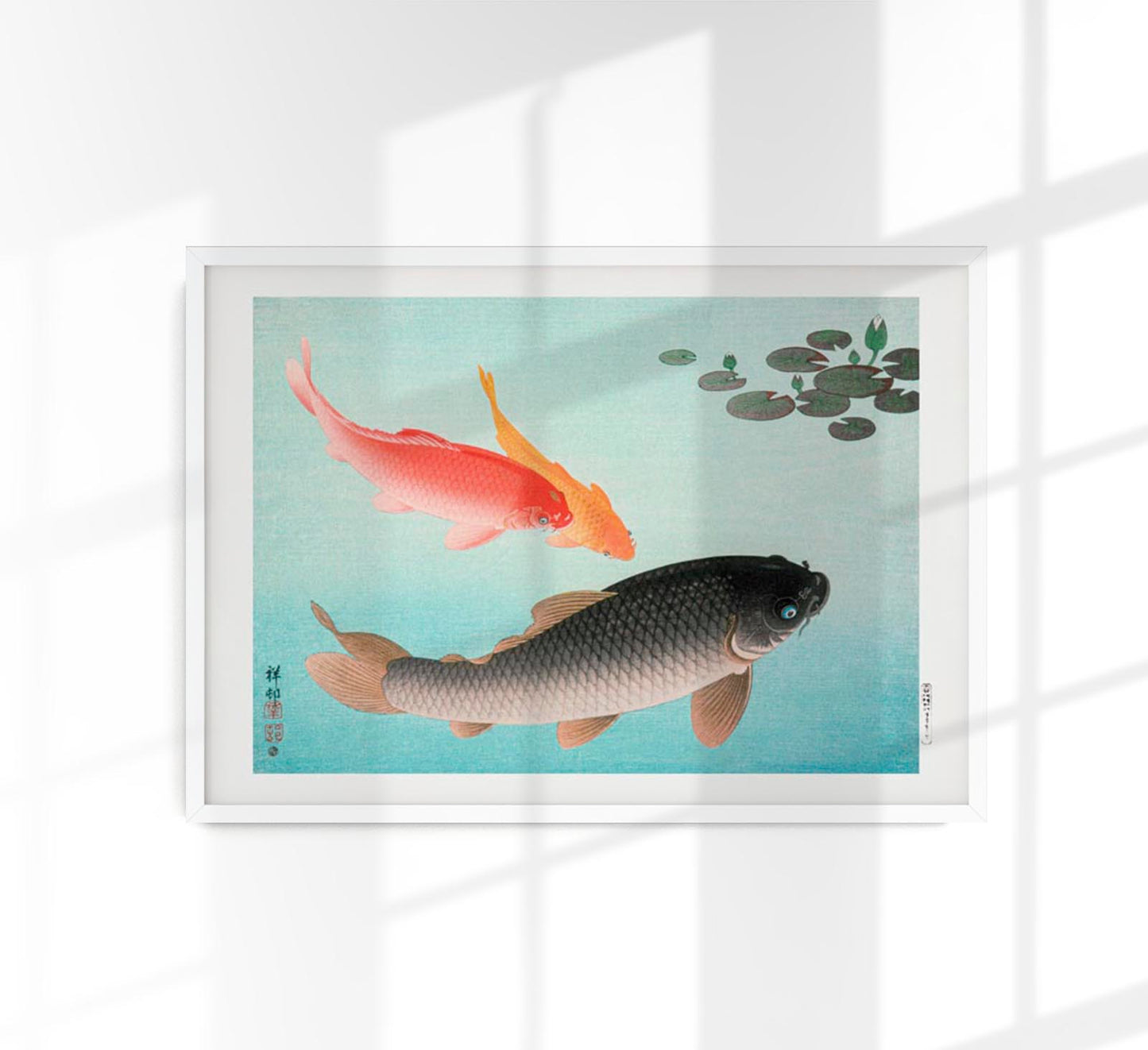 Common and Golden Carp by Koson Poster