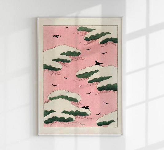 Pink Sky Japanese Art Poster