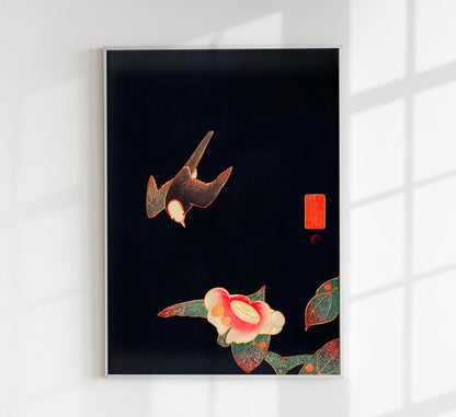 Swallow and Camelia by Ito Jakuchu