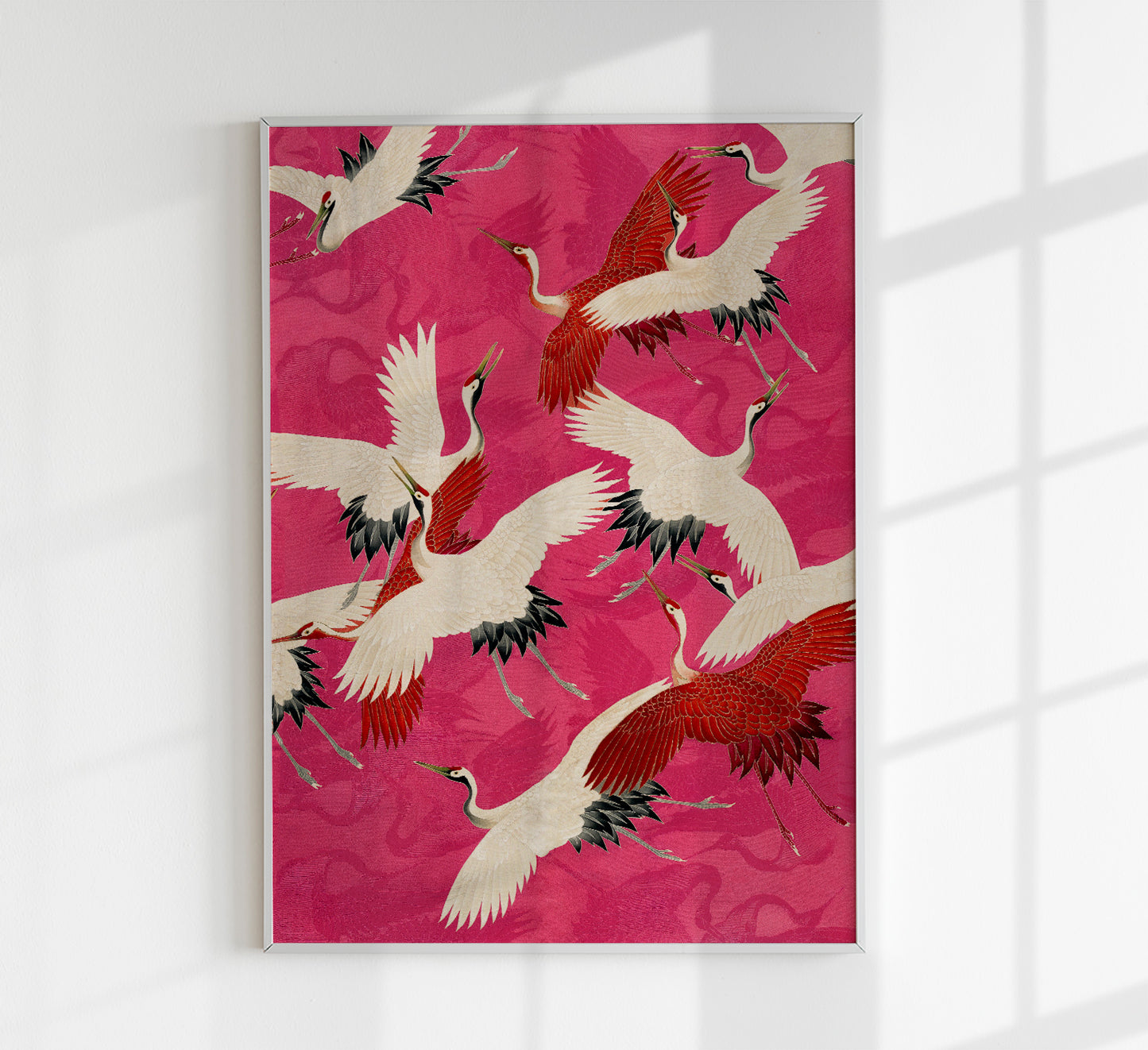 Pink Cranes in Kimono Poster