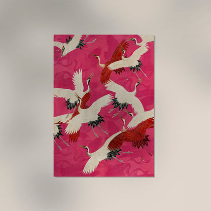 Pink Cranes in Kimono Poster