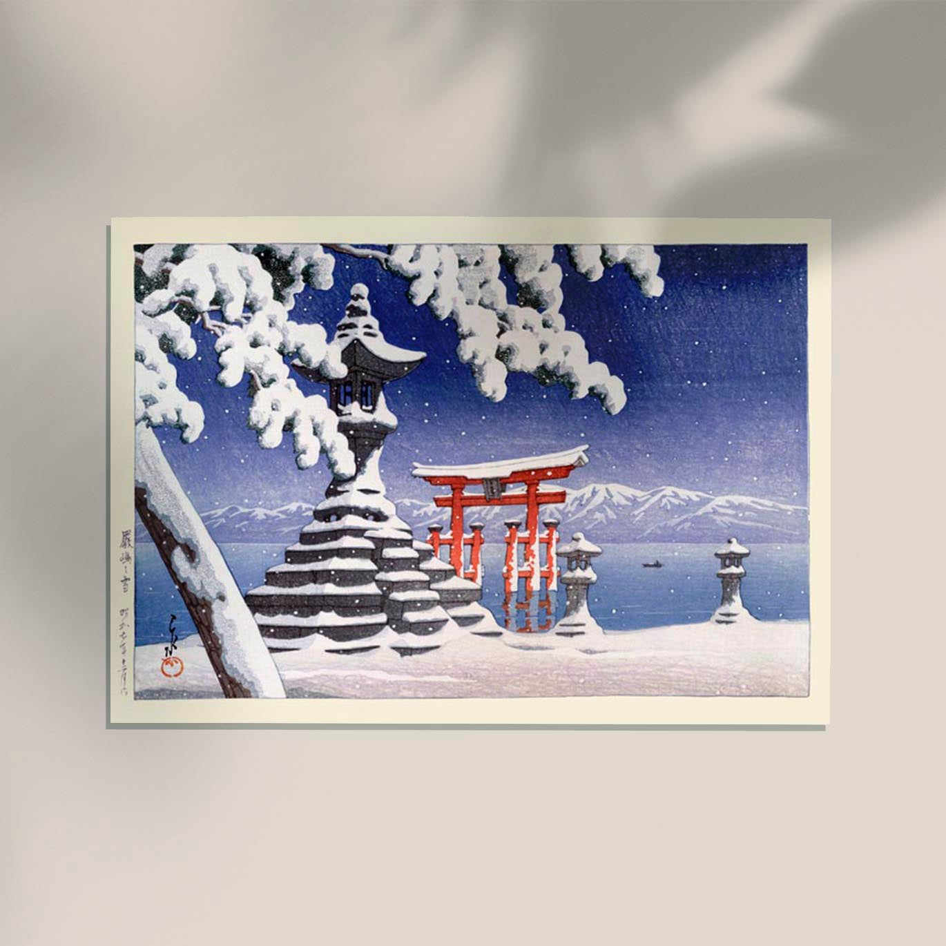 Snow at Itsukushima by Hasui