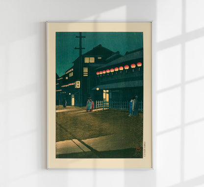 Souemoncho Night Art Print by Kawase Hasui