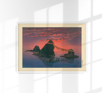 Dawn at Futamigaura Art Print By Kawase Hasui