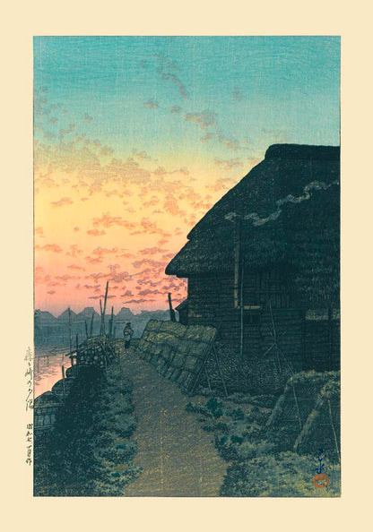 Sunset at Morigasaki Art Print by Kawase Hasui