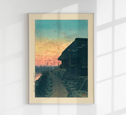 Sunset at Morigasaki Art Print by Kawase Hasui