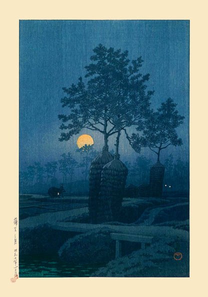 Full Moon At Gamo Art Print by Kawase Hasui