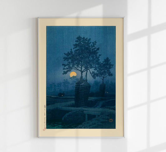 Full Moon At Gamo Art Print by Kawase Hasui