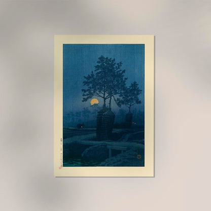 Full Moon At Gamo Art Print by Kawase Hasui