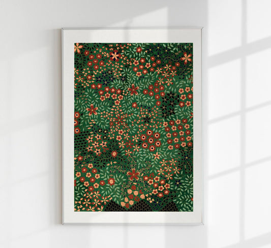 Japanese floral print pattern from section VII plate IX. by G.A. Audsley