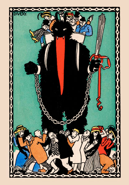 Krampus card (1909) by Josefvon Diveky and Wiener Werkstätte Vintage Poster