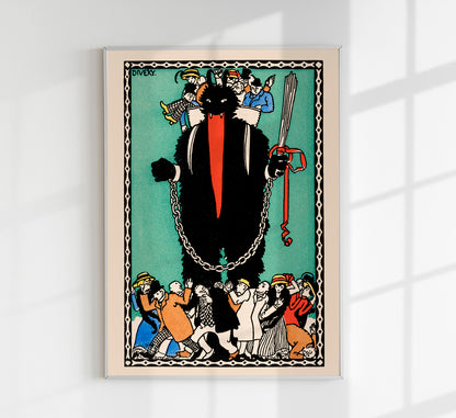 Krampus card (1909) by Josefvon Diveky and Wiener Werkstätte Vintage Poster