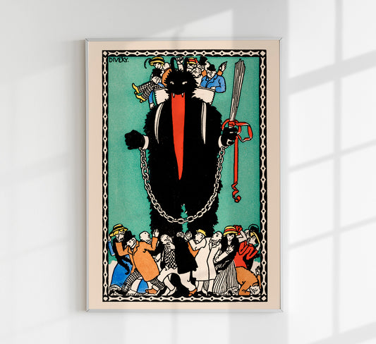 Krampus card (1909) by Josefvon Diveky and Wiener Werkstätte Vintage Poster