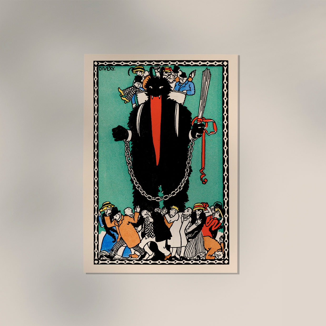Krampus card (1909) by Josefvon Diveky and Wiener Werkstätte Vintage Poster