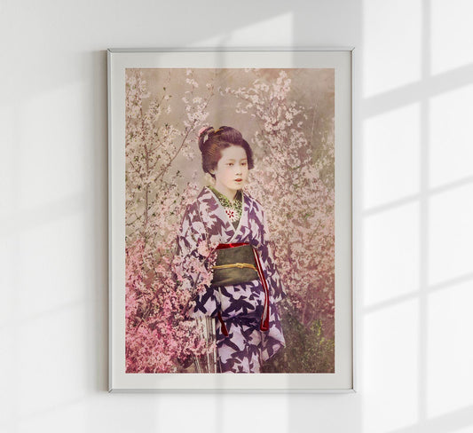 Geisha and Cherry Blossom by Ogawa Kazumasa