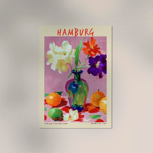 Hamburg Local Flower Market Art Poster