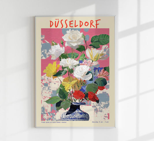 Düsseldorf Local Flower Market Art Poster