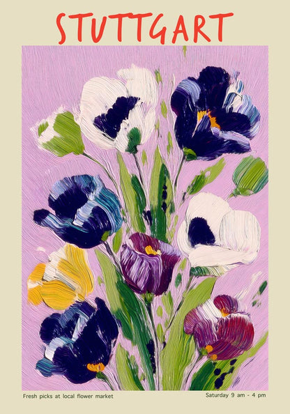 Stuttgart Local Flower Market Art Poster