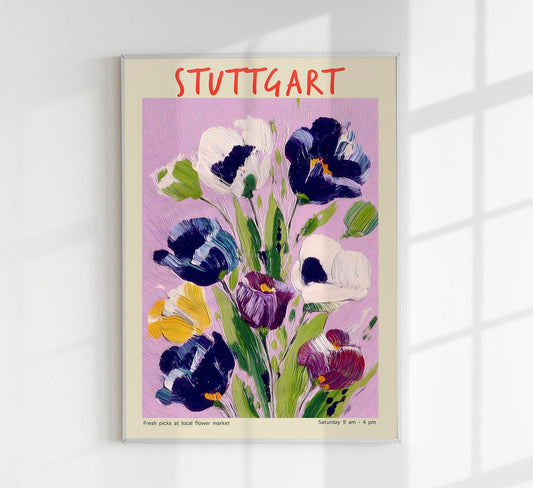 Stuttgart Local Flower Market Art Poster