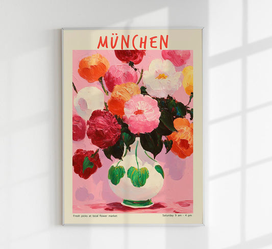 München Local Flower Market Art Poster