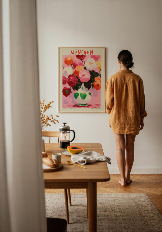 München Local Flower Market Art Poster