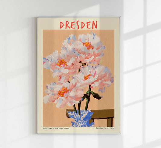 Dresden Local Flower Market Art Poster