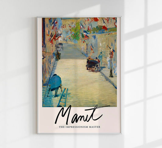 The Rue Mosnier with Flags by Manet Exhibition Poster