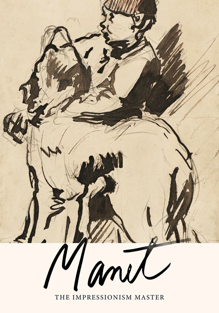 A Boy Holding His Dog by Manet Exhibition Poster