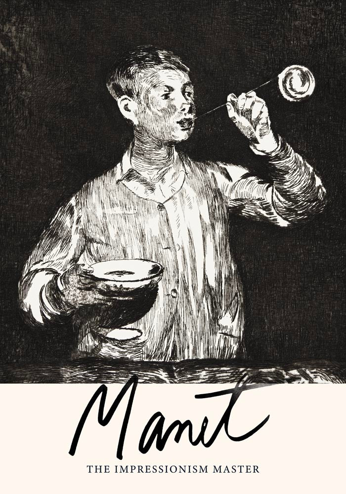 Boy Blowing Soap Bubbles by Manet Exhibition Poster