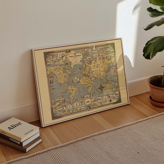 World Wonders Vintage Pictorial Map Print by Ernest Dudley Chase