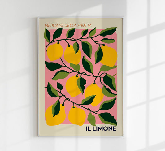 Il Limone Pink Fruit Market Art Poster
