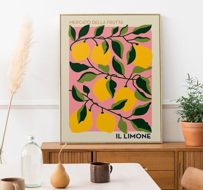 Il Limone Pink Fruit Market Art Poster