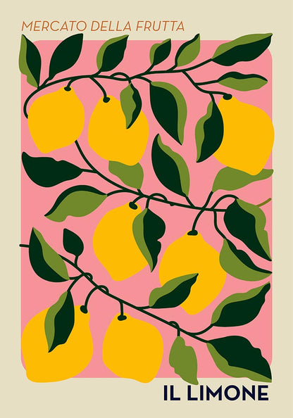 Il Limone Pink Fruit Market Art Poster