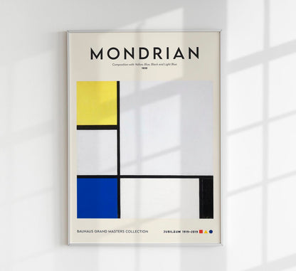 Composition with Yellow, Blue, Black and Light Blue By Piet Mondrian Exhibition Poster